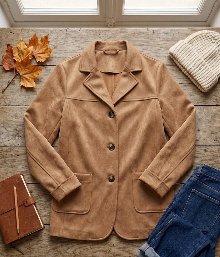 Veste portée de face, silhouette complète