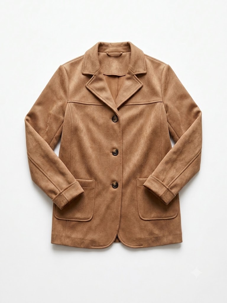 Détail de la matière suédine camel